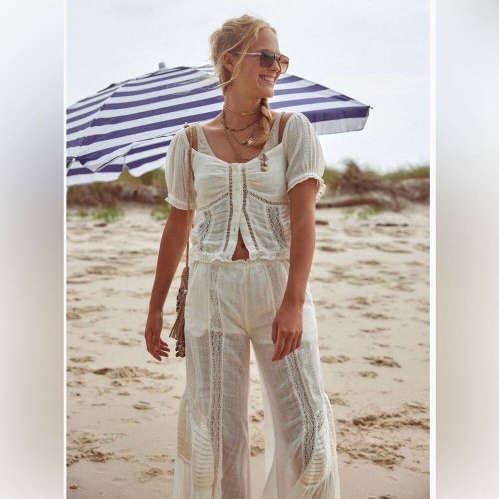 Free People Bali Alana Top & Pant Set in White  XS - Picture 7 of 14